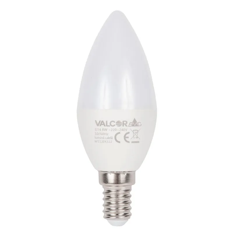 Bec LED lumanare B35 E14 6W lumina calda LC 3000K (include taxa timbru verde 0.40 lei) Valcor VLC11001