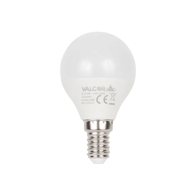 Bec LED sferic G45 E14 6W lumina calda LC 3000K (include taxa timbru verde 0.40 lei) Valcor VLC11005