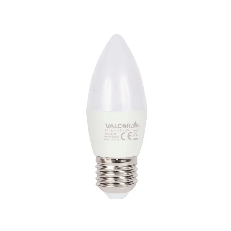 Bec LED lumanare B35 E27 6W lumina calda LC 3000K (include taxa timbru verde 0.40 lei) Valcor VLC11003