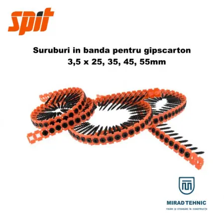 3,5x25 PH2 fosfatat cutie 1000 buc. Surub gipscarton in banda Spit Premium